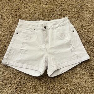 White Distressed Women Shorts